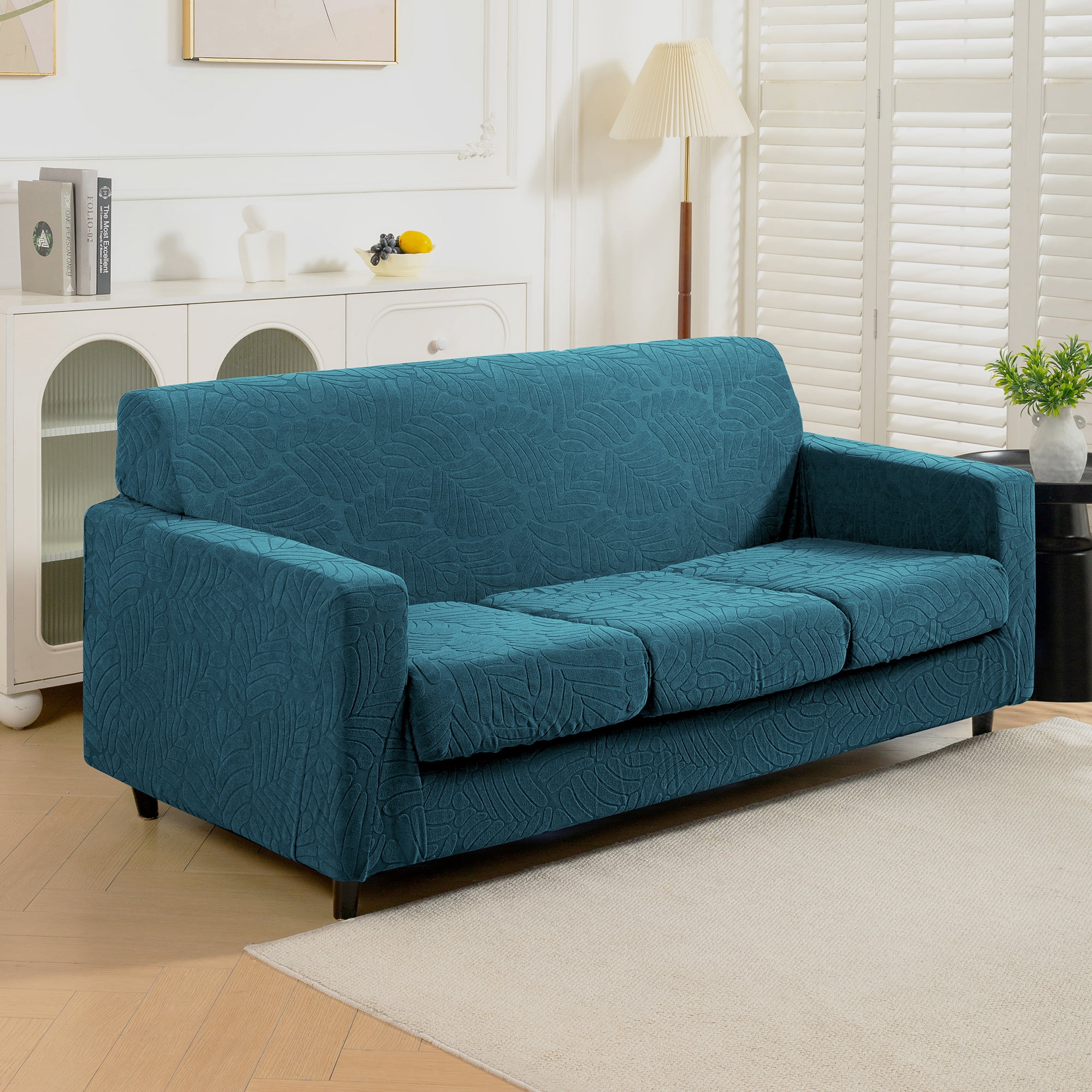 4 Piece High Stretch Sofa Slipcover Furniture Protector Form Fit Luxury Thick Sofa Cover for 3 Cushion Couch, Machine Washable