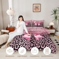thumbnail image 3 of Erosebridal Kawaii Ribbon Bow Twin Comforter Sets 3-Piece For Girls,Leopard Print Glitter Print Bedding Set For Teens,Pink Reversible, 3 of 6