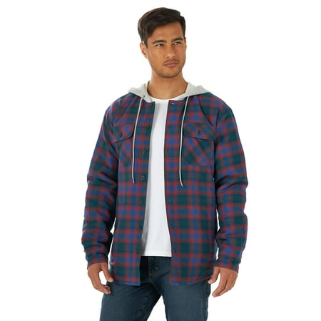 Wrangler Authentics Men's Long Sleeve Quilted Lined Flannel Shirt Jacket  with Hood, Limoges, X-Large | Walmart Canada