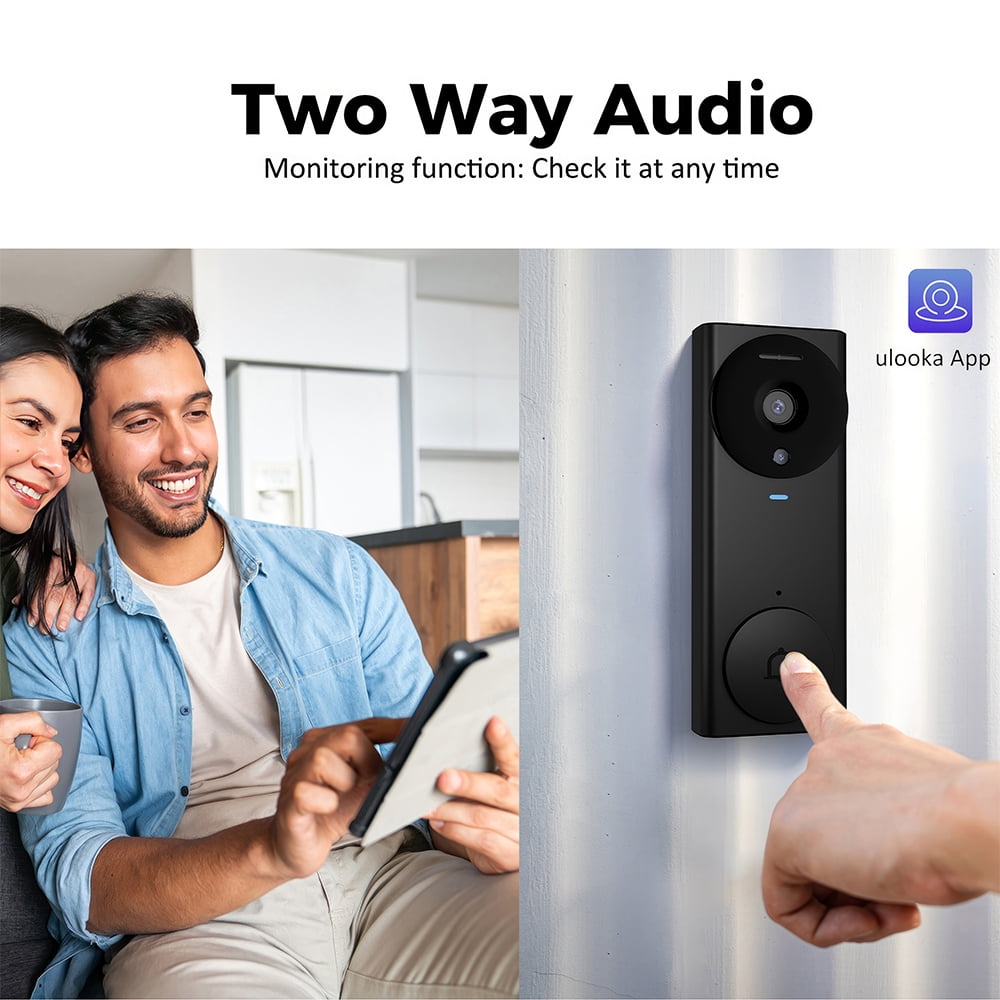 PEPWELL HD Wireless Doorbell Camera with Night Vision - 2-Way Audio, 120° Wide-Angle, 2.4GHz WiFi Smart App Control, Rechargeable 1200mAh Battery for Home Security