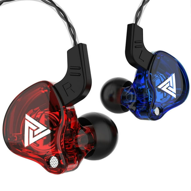 Inteprter Auriculares con cable en el oído, sonido estéreo, graves, auriculares deportivos portátiles, reproducción de música, MP3, MP4, Sistemas de cine en casa Azul+Rojo