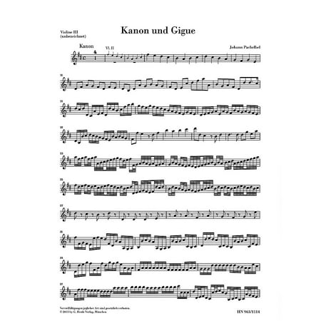 G. Henle Verlag Canon and Gigue for Three Violins and Basso Continuo in D Maj Henle Music by Pachelbel Edited