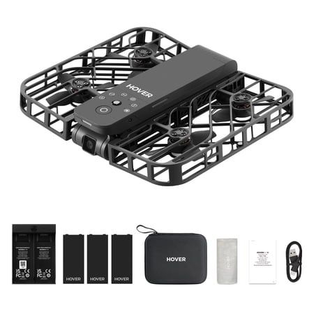 HOVERAir X1 Self Flying Camera Foldable Pocket Drone with Palm Takeoff Black (Exclusive Combo)