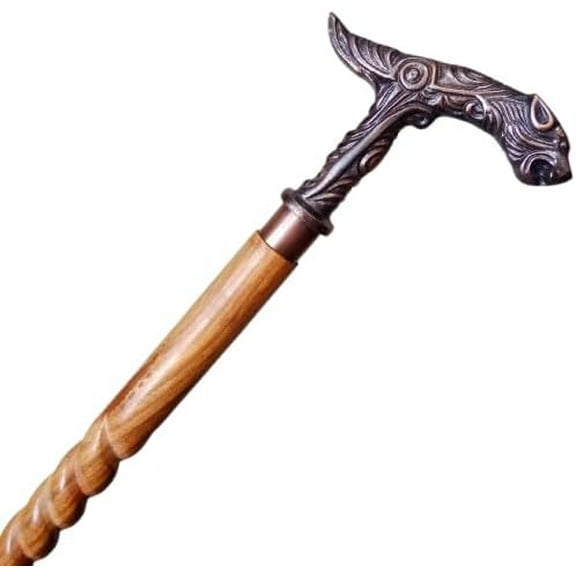 Antique Vintage Brass Design Handle stick Collectible wood walking stick cane Victorian Sputnik Wooden Walking Stick Canes