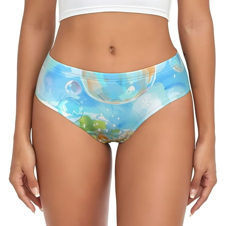 Naloa French Bulldog Sunflowers Bubbles Womens No Show Cotton Underwear Mid-High Waisted Soft Ladies Panties Strech Breathable Briefs -Large