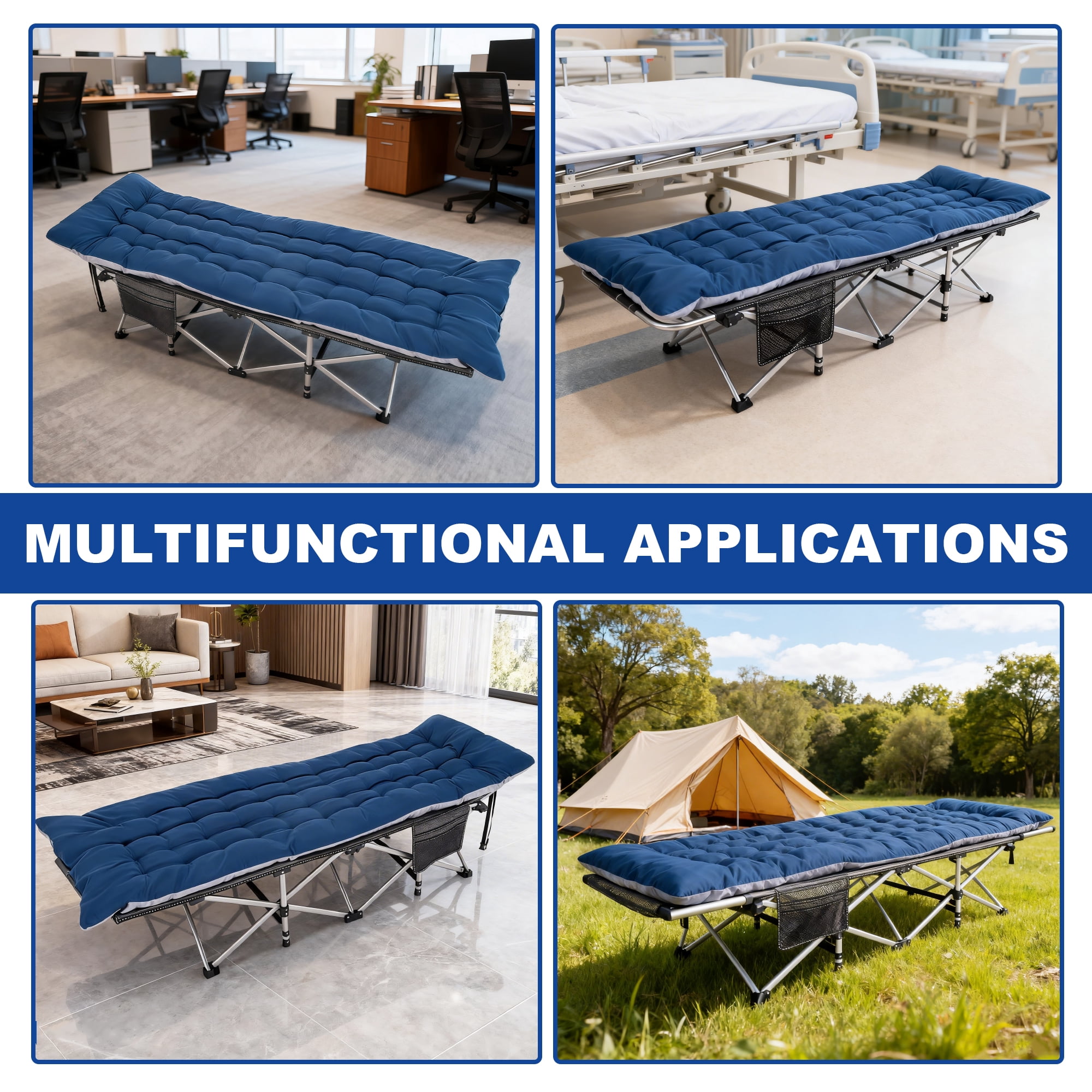 FlexWave 75" x 28" Folding Camping Cot with Mattress for Adults, 880 lb Heavy Duty Portable Guest Bed for Camping, Home & Travel