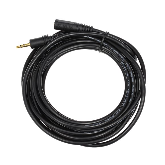 Yeacher Câble d'Extension Audio de 5 Mètres Prise 3,5 mm Mâle vers Femelle Câble Auxiliaire Rallonge Audio 3,5 mm pour Ordinateur Téléphones Mobiles Amplificateur Noir