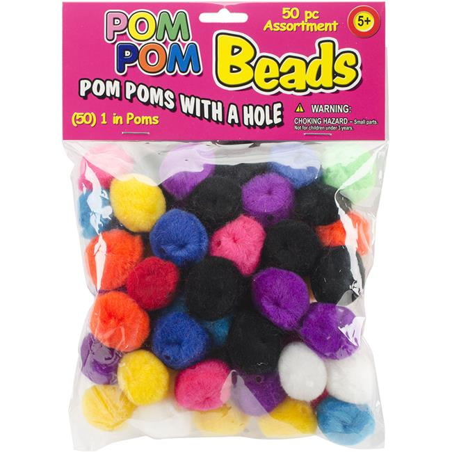 PomPom Beads 1" 50/PkgAssorted