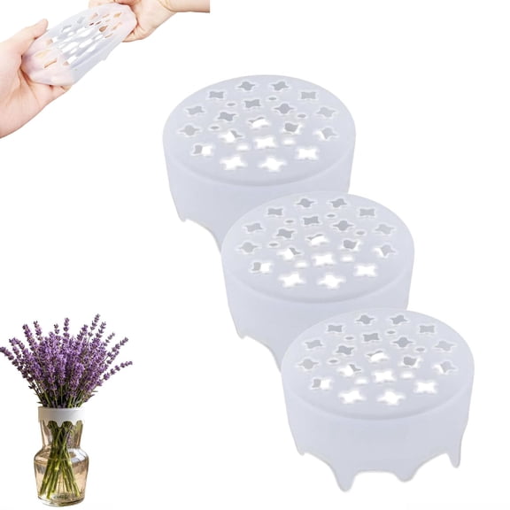 Silicone Flower Frog Grid, Flexible & Reusable Floral Stem Holder for Vase Arrangements, Waterproof DIY Tool for Home or Wedding Decoration(3 PCS)