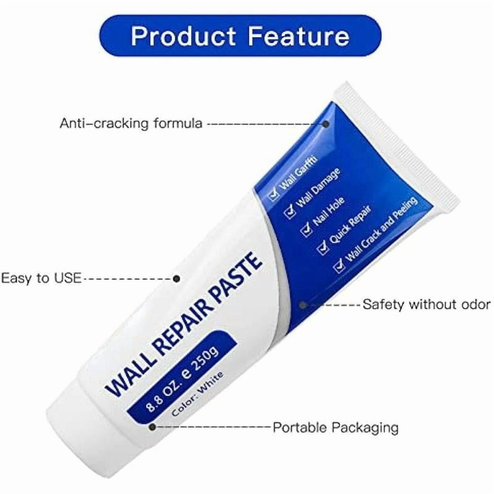 Wall Repair Paste Kit 250g - Strong Adhesion, Fast Drying, Perfect for Filling Holes, Cracks, and Damaged Surfaces with Complete Repair Tools Included