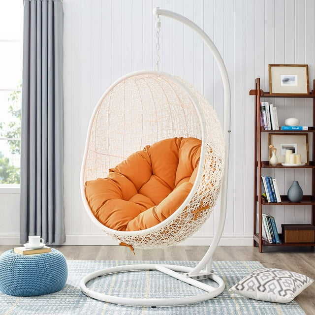 Modway Chaise Balançoire de Patio Extérieur avec Support en Blanc Orange