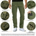 thumbnail image 5 of TRGPSG Men's Wild Relaxed Fit Cargo Pants with 9 Pockets(No Belt),Arnygreen 32x31, 5 of 8