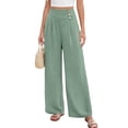 thumbnail image 2 of Tqcoqu Wide Leg Pants for Women Comfy High Waisted Summer Flowy Lounge Pant Trendy Vacation Clothes,Green,Women's S-XXL, 2 of 10