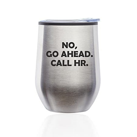 

Stemless Wine Tumbler Coffee Travel Mug Glass with Lid Go Ahead Call HR Funny Human Resources (Silver)