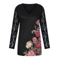 thumbnail image 4 of Pompotops Robe Mode Femme Imprimée Dentelle Manches Longues Col en V Mini Robes, 4 of 4