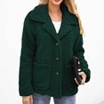 thumbnail image 4 of Fesfesfes Plush Coat for Women Fall Winter Lapel Solid Color Long Sleeve Button Plush Jacket Tops Sale on Clearance, 4 of 9