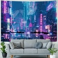 thumbnail image 4 of PRATYUS  Punk Neon Cityscape Wall Tapestry for Bedroom, Punk Street Cityscape Room Decor Tapestries, Futuristic Neon Skyscraper Tapestry Aesthetic for Living Room Dorm Office 40x30inch, 4 of 6