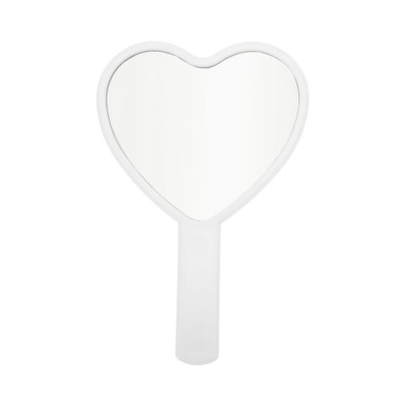 Unique Bargains 1 Pc Heart-shaped Handheld Mirror for Vacation Travel White Plastic Glass