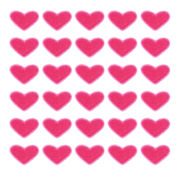Uxcell 30 Pack Heart Iron on Patches, Embroidered Sew on Applique Patches, Light Rose Red