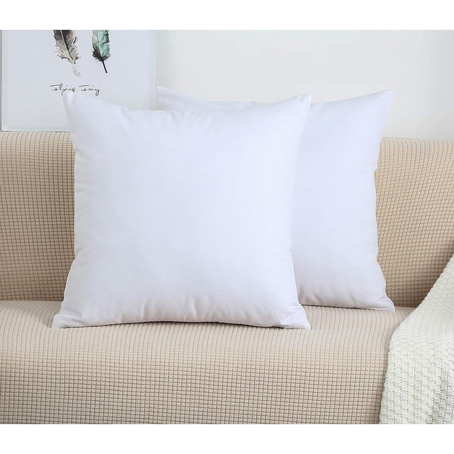 Juego De 2 Decorativos Hechos A Mano Sólidos 100% Fundas de almohada de lona de algodón/fundas de cojín, 11 colores disponibles - (2 piezas de 18 x 18, blanco)