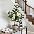 thumbnail image 5 of Artificial Bonsai Potted Plants, White Camellia Flowers with Greenery Leaves, Faux Desk Plant Decor, Realistic Spring Decorative Shelf Plant Gift for Office Decor, 5 of 8