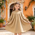 thumbnail image 2 of JFOPQVSM Toddler Kids Baby Girl Dress Long Sleeve Solid Color Casual Dresses Girls Fall Winter Outfit Clothes, 2 of 6