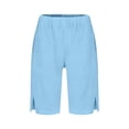 thumbnail image 4 of Coerni Kids Cotton Linen Shorts Teen Girls Baggy Sweatpants Trousers Knee Length Beach Drawstring 𝐂apri Comfy Cropped 𝐓racksuit, 4 of 4