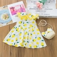 thumbnail image 3 of Vedolay Girls Dress Strawberry Print Sleeveless Crew Neck Casual Dress,Yellow 12-18 Months, 3 of 4