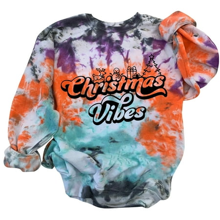 

jsaierl Tie Dye Sweatshirts for Women Long Sleeve Letter Graphic Top Workout Crewneck Sweatshirt Loose Fit Pullover for Women Fashion 2022