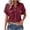 #328-Wine, variant on Craaazy Women's Relaxed Fit Collared Blouse, Solid Color Short Sleeve Button Down Top, Loose Comfy Cotton Casual Shirt with Pockets for Summer Gifts