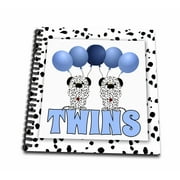 3dRose Identical Twins Boys Dalmatians with Balloons in Blue and White - Mini Notepad, 4 by 4-inch