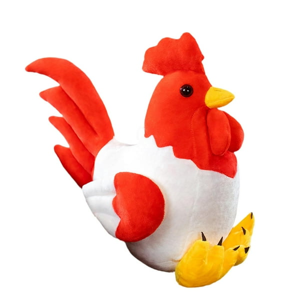 Juguete de peluche de pollo, muñecos de peluche para decoración del hogar, adorno de muñeco de pollo suave para Rojo y blanco
