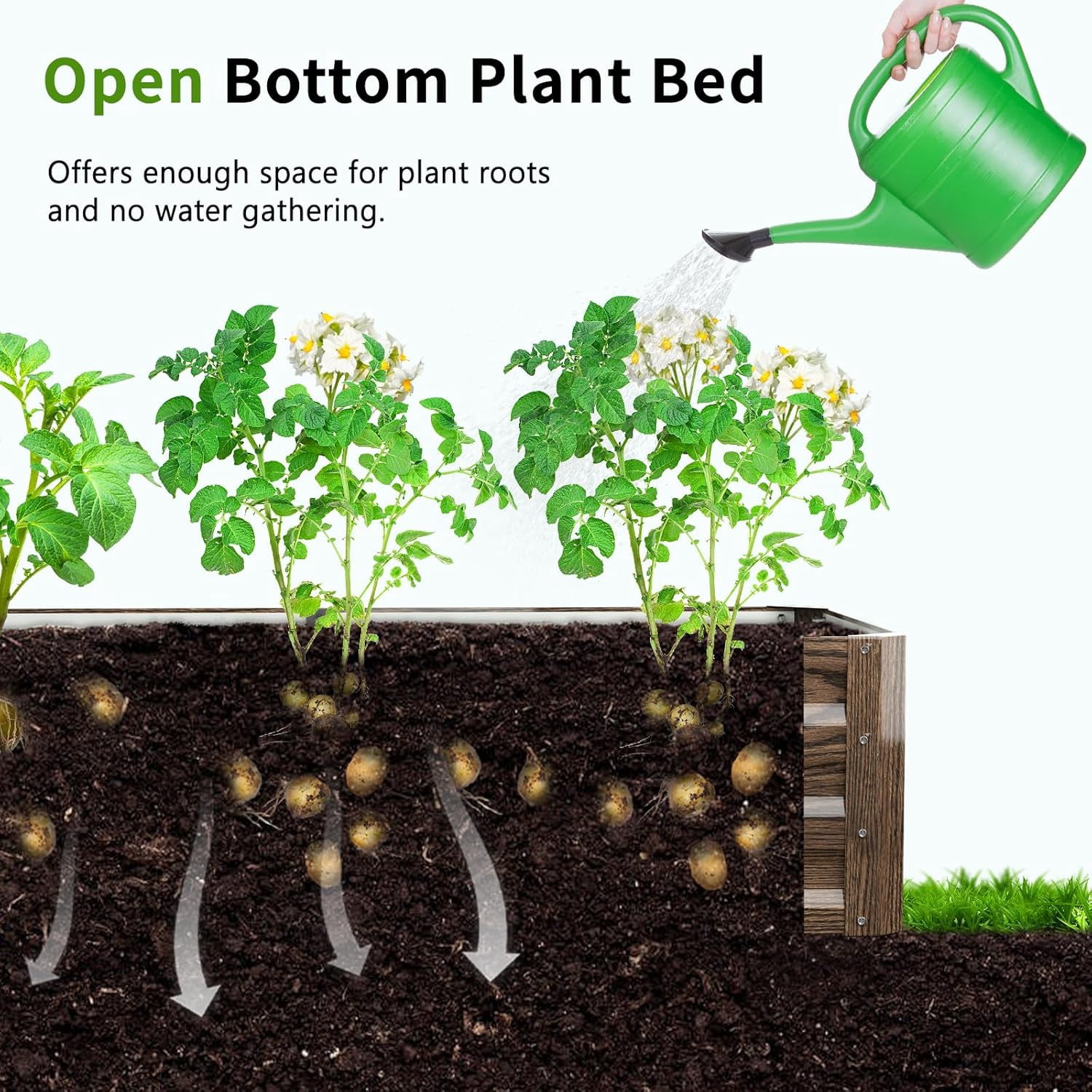 Slsy Galvanized Raised Garden Bed with 87in Tall Garden Trellis Metal Plant Support Trellis Archway for Vegetables Flowers Herbs,Wood Grain