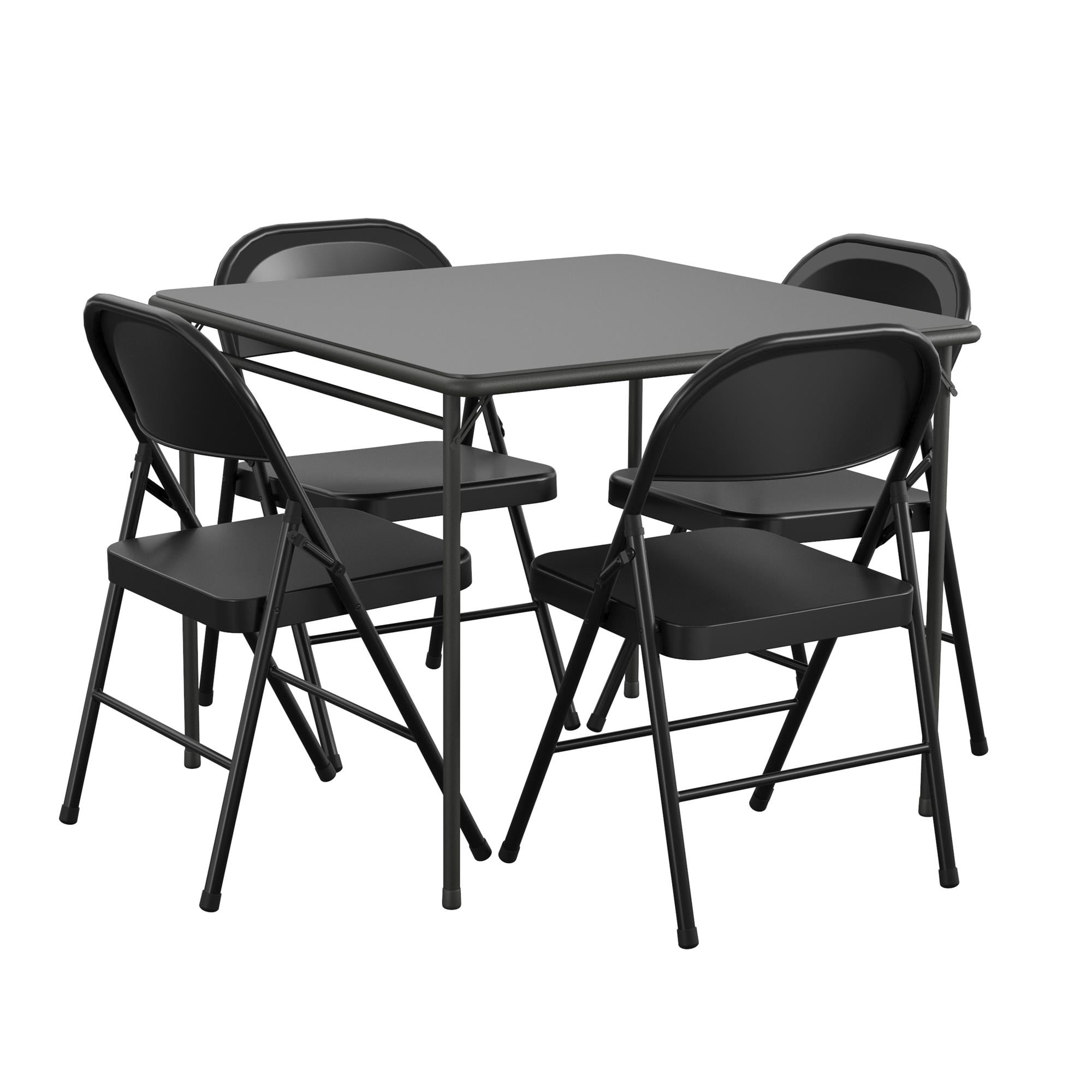 COSCO 34" Square Vinyl Top Folding Card Table, Black, Indoor, Compact Storage