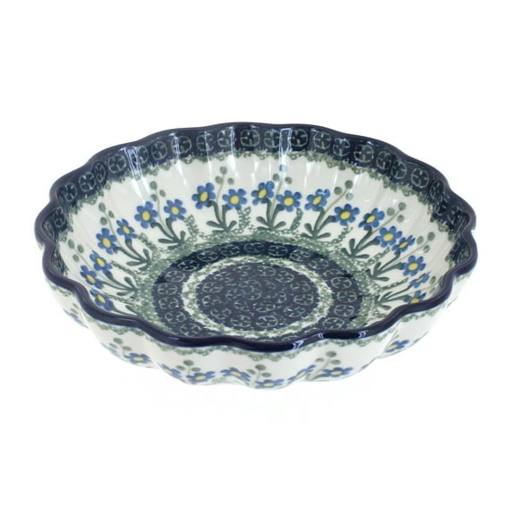 Blue Rose Polish Pottery Blue Posy Medium Scallop Dish