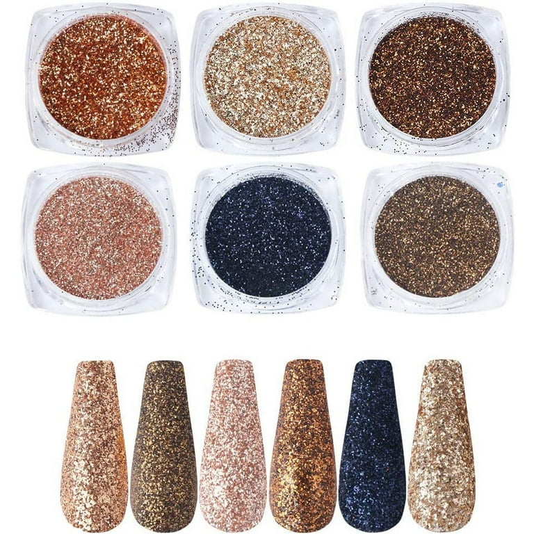 LOVCARRIE Glitter Acrylic Powder Pigment 10ML Holographic Dipping Powder 3  in 1 Gold Silver Sequins Builder Acrylic Nails Art