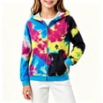 thumbnail image 5 of Girls Boys Zip Up Hoodies Sweatshirt Casual Full Zip Up Printed Long Sleeve Warm Uniform Jacket Fall Winter Fashion Coat with Pockets Black 10-11 Years, 5 of 6