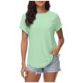 thumbnail image 1 of TSADFHJI Hauts d'Hiver pour Femmes Blouse Décontractée Unie Jacquard à Manches Courtes m Vert, 1 of 6