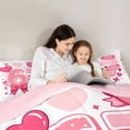 thumbnail image 4 of spefrowx Cute Number 67 Twin Comforter Sets for Girls, Pink Polka Dot Bow Heart Bedding Set, Pink Reversible, 2pcs, 1 Comforter and 1 Pillowcase, 4 of 6