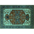 thumbnail image 1 of Ahgly Company Machine Washable Indoor Rectangle Persian Turquoise Blue Traditional Area Rugs, 2' x 5', 1 of 4