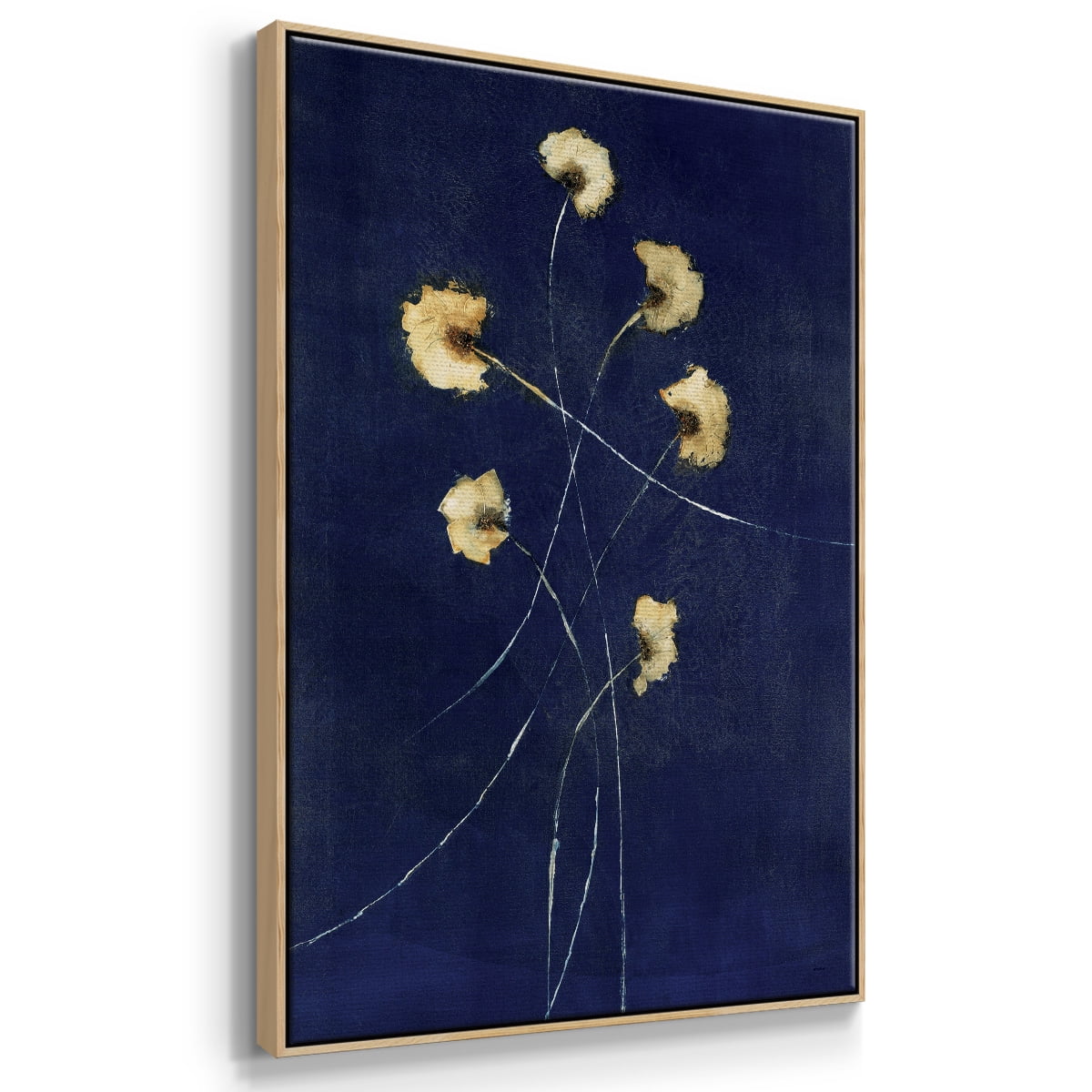 Indigo 1 Framed Premium Gallery Wrapped Canvas - Ready to Hang - 27 x 41 - Natural Wood Floating Frame