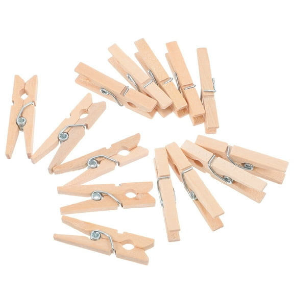PAMINGONO 30Pcs Wooden Photo Clips Small Clips For Hanging Beige Color Wood Style