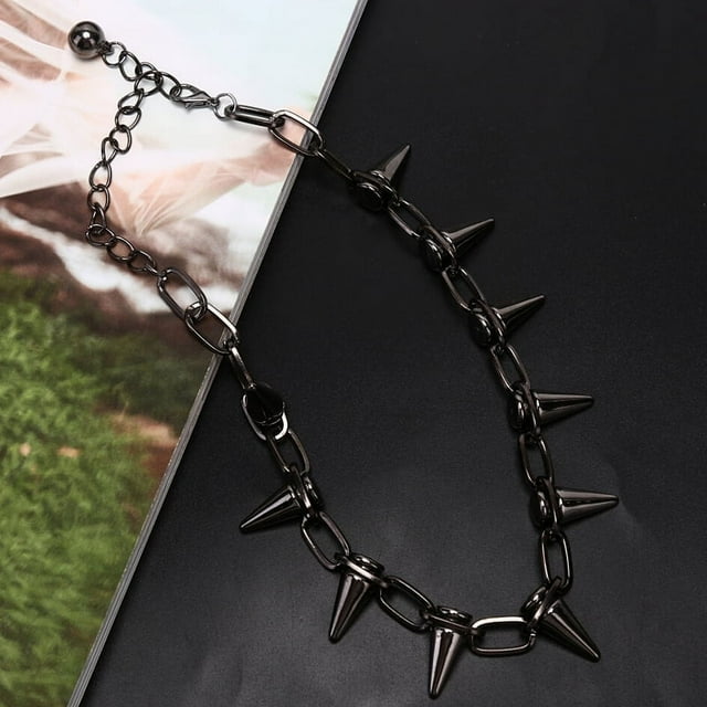 New Spike Rivet Punk Collar Necklace Goth Rock Biker Link Chain Choker Jewelry
