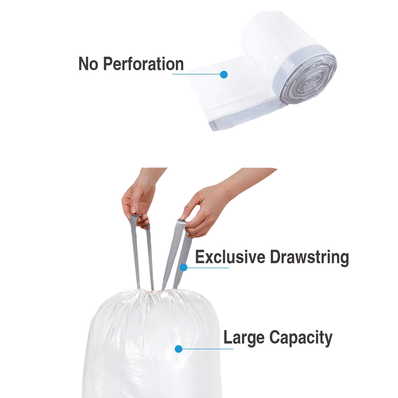 Code M 200 Count 12 Gallon, 45 Liter Trash Bags Compatible with simplehuman  Code M