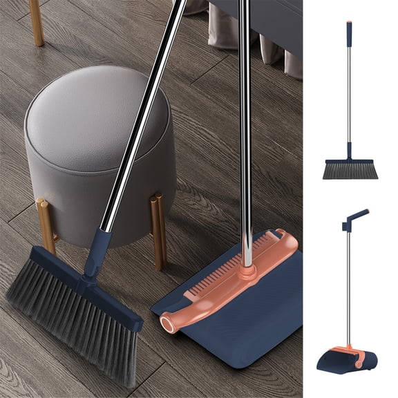 100Fens Brooms and Dustpan-in-1 Set Home Cleaning Supplies Stainless Steel Handle Brooms and Dustpan Combo Set for Home Office