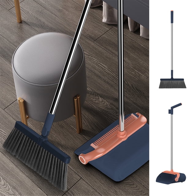 Isvgxsz Clearance Broom with Dustpan Combo Set,31.5''Long Handle Broom and Upright Stand Dust Pan for Home Office Kitchen Lobby,Sweeping for Indoor and Outdoor