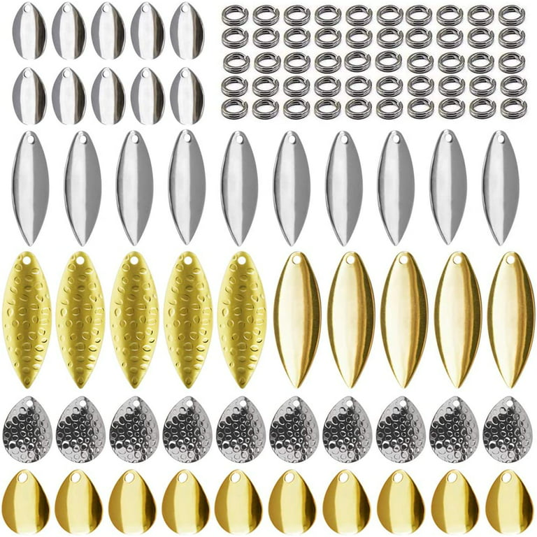 Spinner Blades Fishing Lure Making Kit, 100pcs Easy Spin Colorado Willow  Blades Double Split Rings Set for DIY Spinnerbaits Walleye Rig Trout Salmon