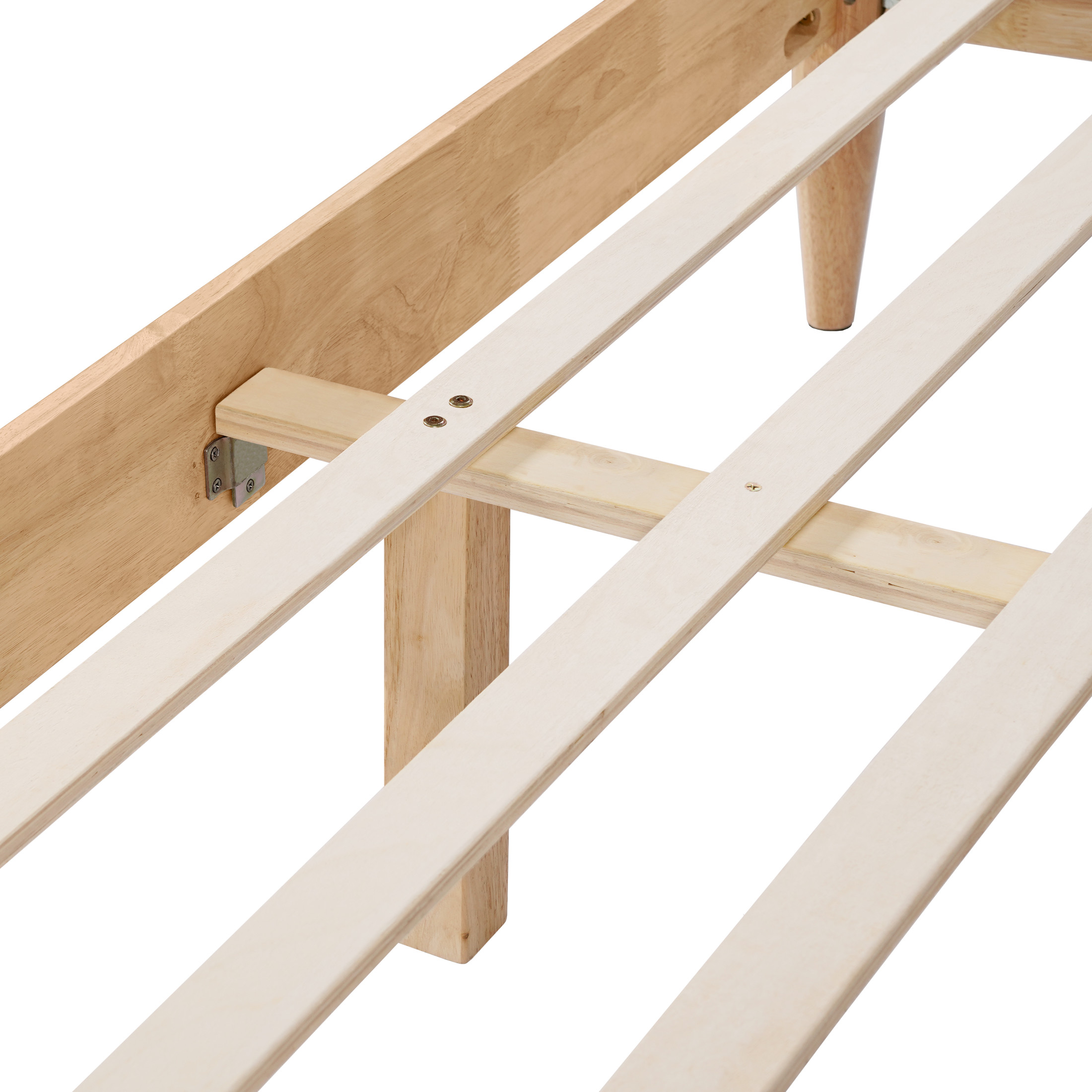 Christopher Knight Home Queen Size Solid Wood Bed Frame with Fleece Upholstered Headboard, Ivory