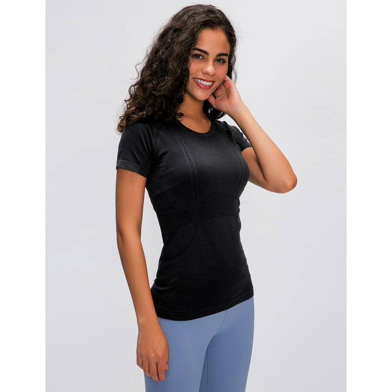  PINSPARK Workout Tops for Women Short Sleeve Exercise Shirt  Open Back Gym Tops Mesh Yoga Shirts Lightweight, Black Small : Clothing,  Shoes & Jewelry