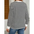 thumbnail image 5 of Womens Tunic Tops Long Sleeve Striped Shirts Crewneck Tops Black & White M, 5 of 7